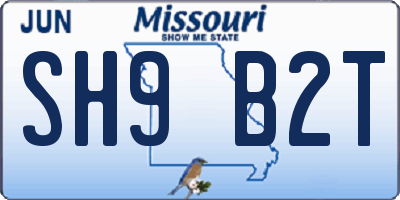 MO license plate SH9B2T