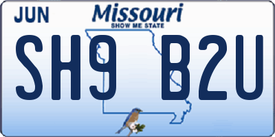MO license plate SH9B2U