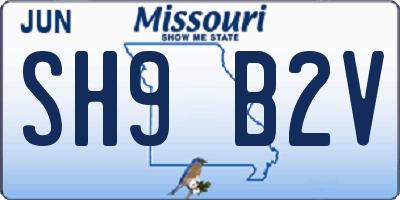 MO license plate SH9B2V