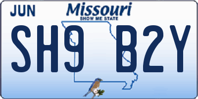 MO license plate SH9B2Y