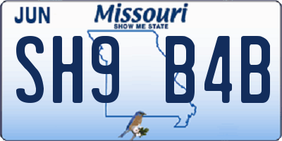 MO license plate SH9B4B