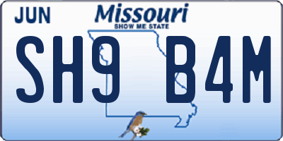 MO license plate SH9B4M