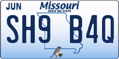 MO license plate SH9B4Q