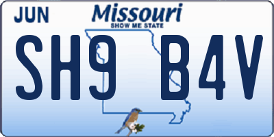 MO license plate SH9B4V