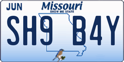 MO license plate SH9B4Y