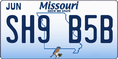 MO license plate SH9B5B