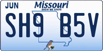 MO license plate SH9B5V