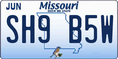 MO license plate SH9B5W