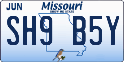 MO license plate SH9B5Y