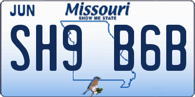 MO license plate SH9B6B