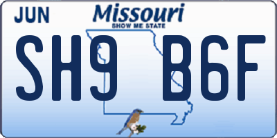 MO license plate SH9B6F