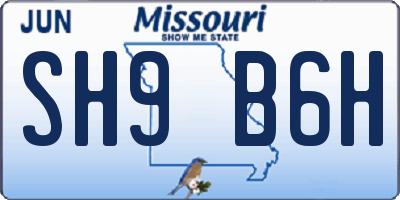 MO license plate SH9B6H