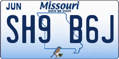 MO license plate SH9B6J