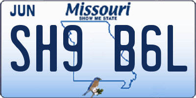 MO license plate SH9B6L