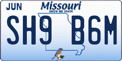 MO license plate SH9B6M