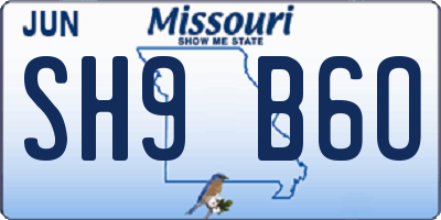 MO license plate SH9B6O