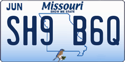 MO license plate SH9B6Q