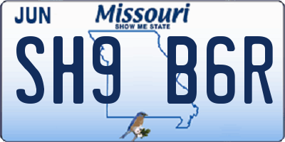 MO license plate SH9B6R