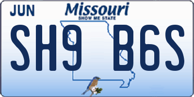 MO license plate SH9B6S