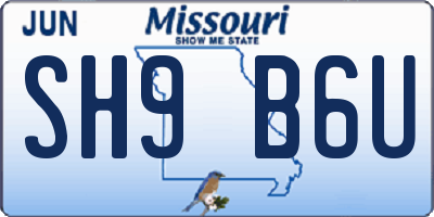 MO license plate SH9B6U