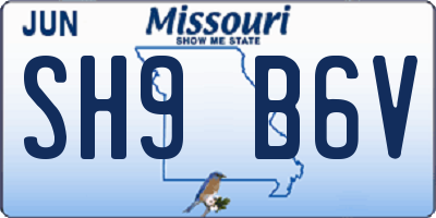 MO license plate SH9B6V