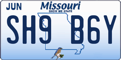 MO license plate SH9B6Y