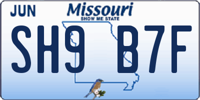MO license plate SH9B7F