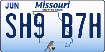MO license plate SH9B7H