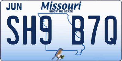MO license plate SH9B7Q