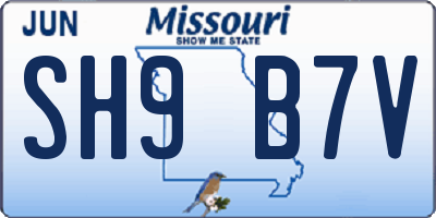 MO license plate SH9B7V