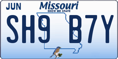 MO license plate SH9B7Y