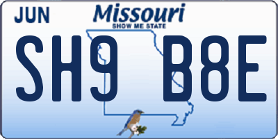 MO license plate SH9B8E