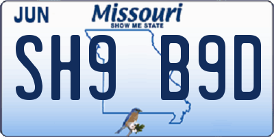 MO license plate SH9B9D