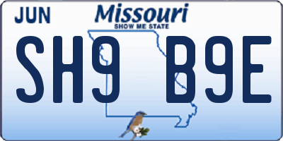 MO license plate SH9B9E