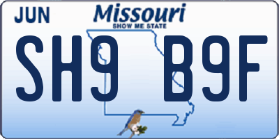 MO license plate SH9B9F