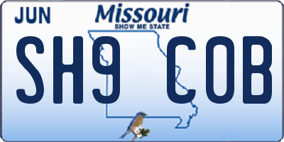 MO license plate SH9C0B