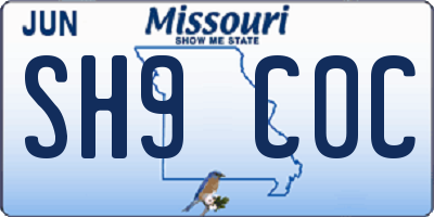 MO license plate SH9C0C