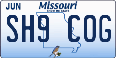 MO license plate SH9C0G