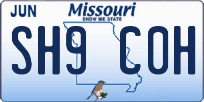 MO license plate SH9C0H
