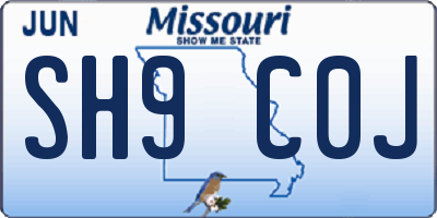 MO license plate SH9C0J