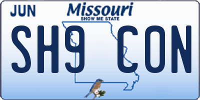 MO license plate SH9C0N