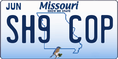 MO license plate SH9C0P