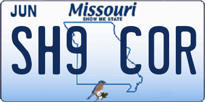 MO license plate SH9C0R