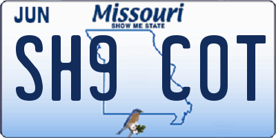 MO license plate SH9C0T