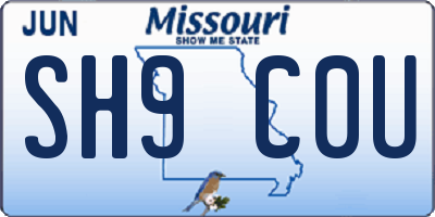 MO license plate SH9C0U
