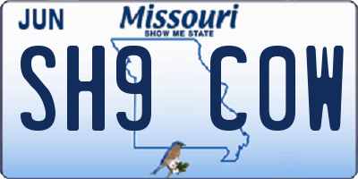 MO license plate SH9C0W