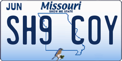 MO license plate SH9C0Y