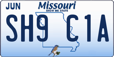 MO license plate SH9C1A