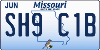 MO license plate SH9C1B