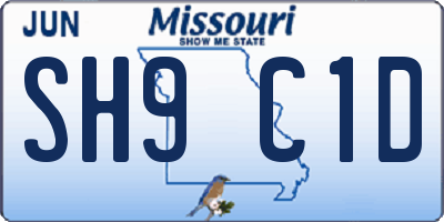 MO license plate SH9C1D